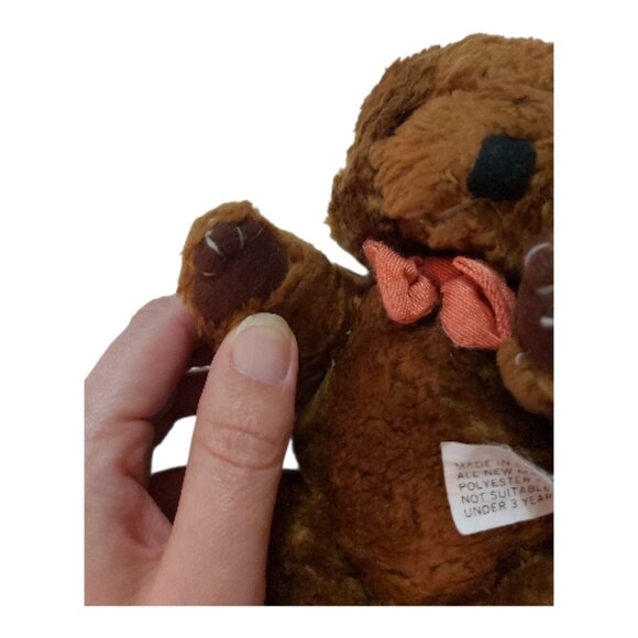 Vintage 8 Inch Brown Teddy Bear Plush Fully Jointed Glass Eyes Classic 80s/90s - Picture 2 of 9